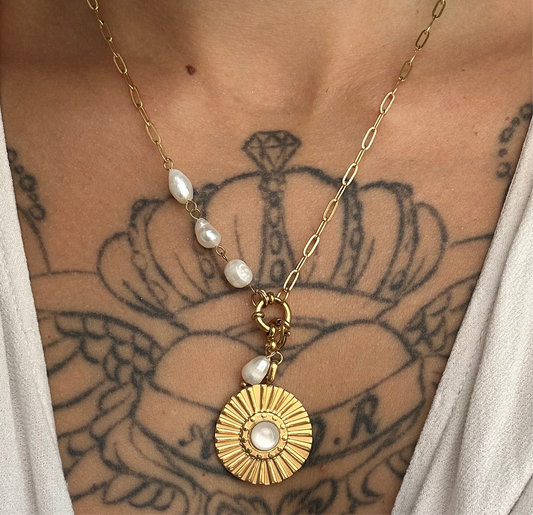 Charm medalla perla